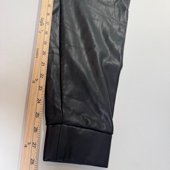 NWT Juicy Couture Faux Leather Black Joggers Elastic Waist Large Sporty Casual - Picture 8 of 12